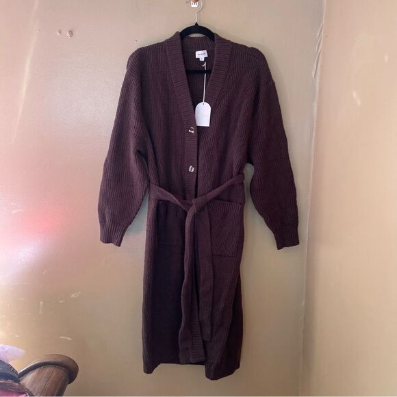 Song of Style Saniya Cardigan sweater Dark Chocolate knit maxi duster Revolve S - Picture 11 of 11